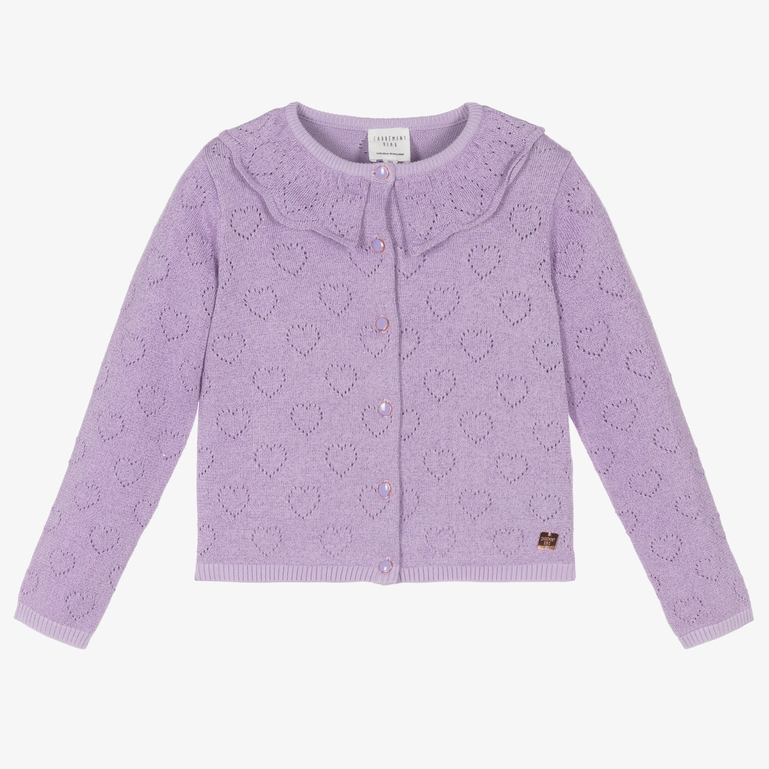 Carrement Beau Carrément Beau Girls Lilac Purple Knitted Cotton Cardigan 1 Carrement Beau Carrément Beau Girls Lilac Purple Knitted Cotton Cardigan