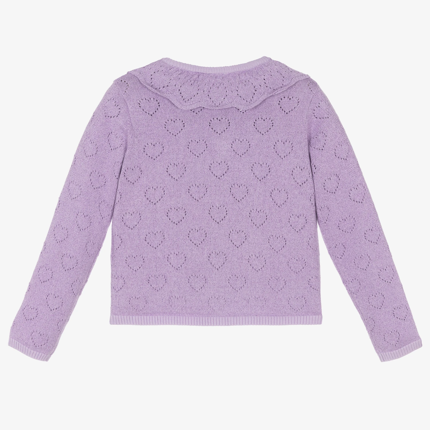 Carrement Beau Carrément Beau Girls Lilac Purple Knitted Cotton Cardigan 2 Carrement Beau Carrément Beau Girls Lilac Purple Knitted Cotton Cardigan - Image 2