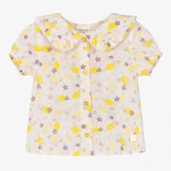 Carrement Beau Carrément Beau Girls White Cotton Lemon & Flower Blouse