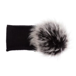 Catya Black Wool Pom-Pom Headband