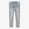 Chiara Ferragni Kids Girls Blue Embroidered Denim Jeans