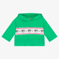 Chiara Ferragni Kids Girls Green Cropped Logo Hoodie