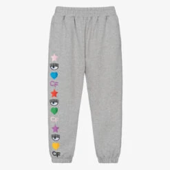 Chiara Ferragni Kids Girls Grey Cotton Logo Joggers