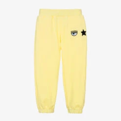Chiara Ferragni Kids Girls Yellow Eyestar Cotton Joggers