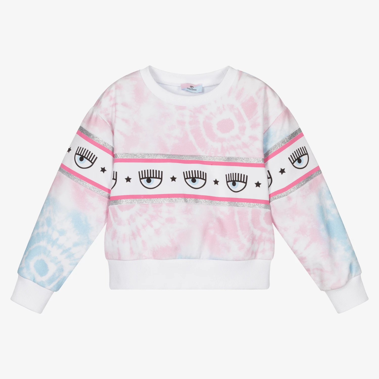 Chiara Ferragni Kids Pink & Blue Tie Dye Sweatshirt 1 Chiara Ferragni Kids Pink & Blue Tie Dye Sweatshirt