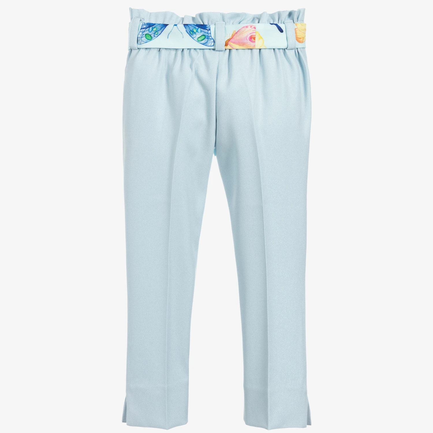 Childrensalon Occasions Girls Blue Viscose Trousers & Butterfly Belt 3 Childrensalon Occasions Girls Blue Viscose Trousers & Butterfly Belt - Image 3