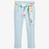 Childrensalon Occasions Girls Blue Viscose Trousers & Butterfly Belt