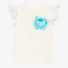 Childrensalon Occasions Girls Ivory & Blue Heart Cotton Top