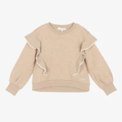 Chloé Girls Beige Ruffled Sweatshirt
