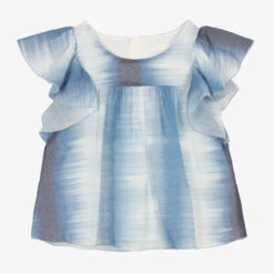 Chloé Girls Blue Cotton Gradient Blouse