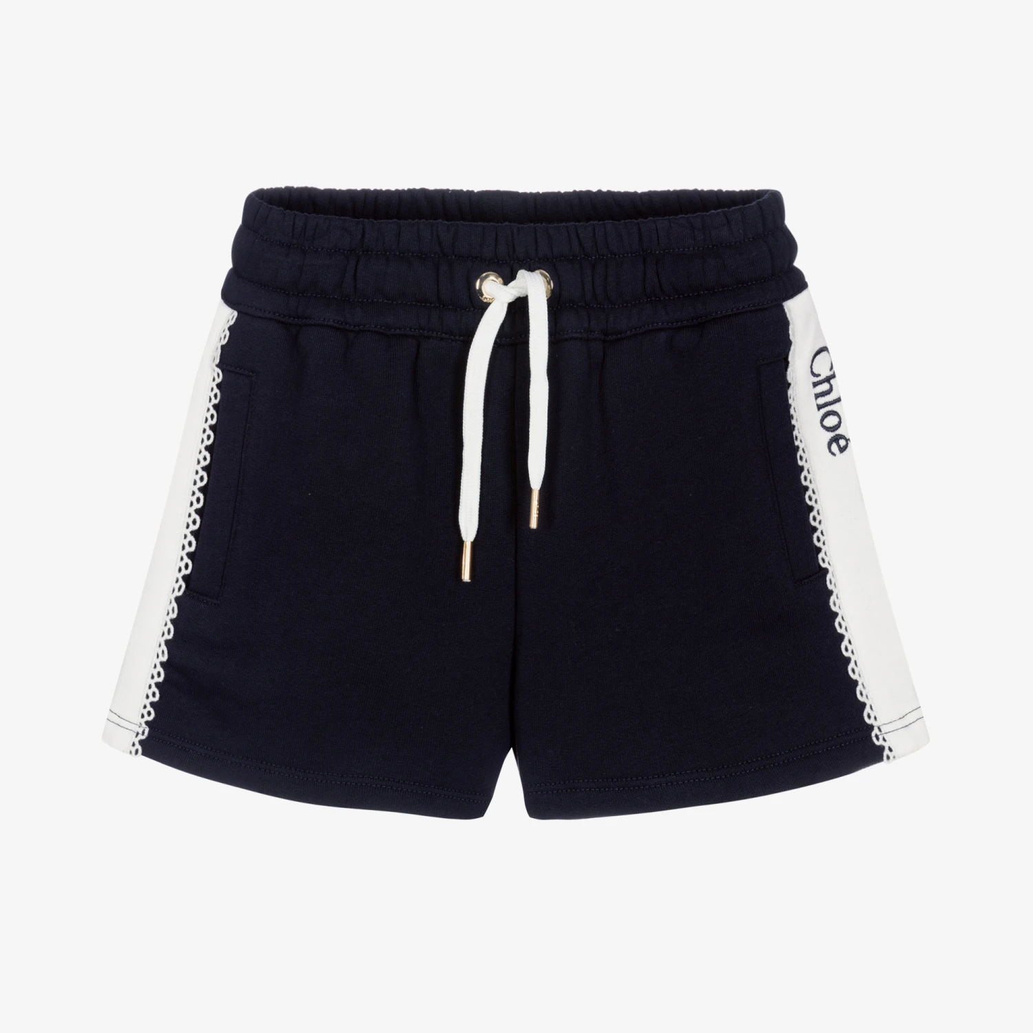 Chloé Girls Blue Cotton Logo Shorts 1 Chloé Girls Blue Cotton Logo Shorts