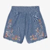 Chloé Girls Blue Embroidered Chambray Shorts