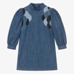 Chloé Girls Blue Scallop Dress