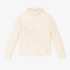 Chloé Girls Ivory Cotton Knit Sweater