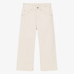 Chloé Girls Ivory Denim Wide Leg Jeans