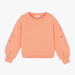Chloé Girls Pink Floral Embroidered Sweatshirt