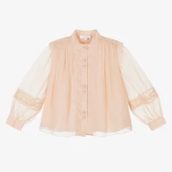 Chloé Girls Pink Lace Silk Blouse
