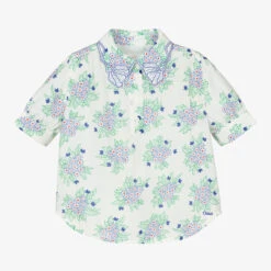 Chloé Girls White & Blue Silk Blouse