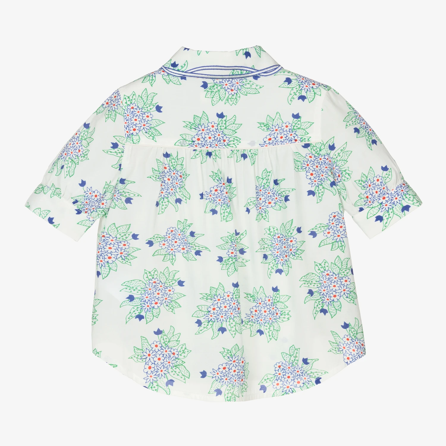 Chloé Girls White & Blue Silk Blouse 3 Chloé Girls White & Blue Silk Blouse - Image 3