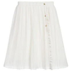 Chloé White & Gold Crêpe Skirt