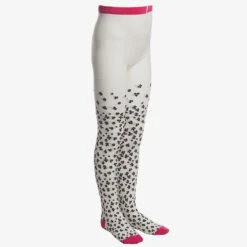 Country Kids White Opaque Cotton Animal Print Tights