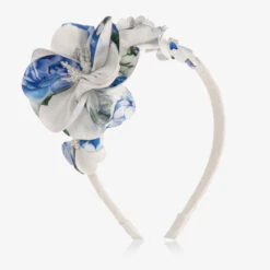David Charles Girls Blue Floral Print Hairband
