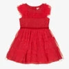 David Charles Girls Red Tulle Plissé Dress