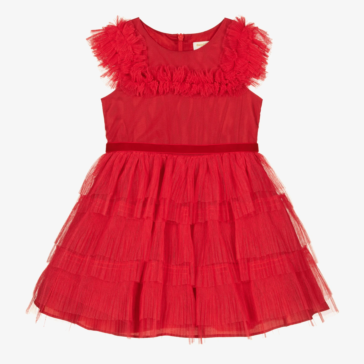 David Charles Girls Red Tulle Plissé Dress 1 David Charles Girls Red Tulle Plissé Dress