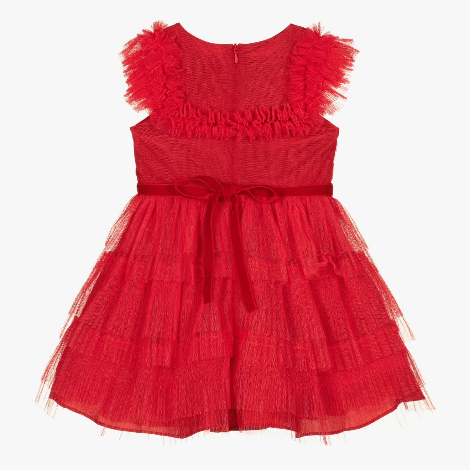 David Charles Girls Red Tulle Plissé Dress 2 David Charles Girls Red Tulle Plissé Dress - Image 2