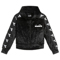 Diadora Girls Black Jersey Zip-Up Top