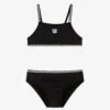 DKNY Girls Black Ribbed Logo Bikini