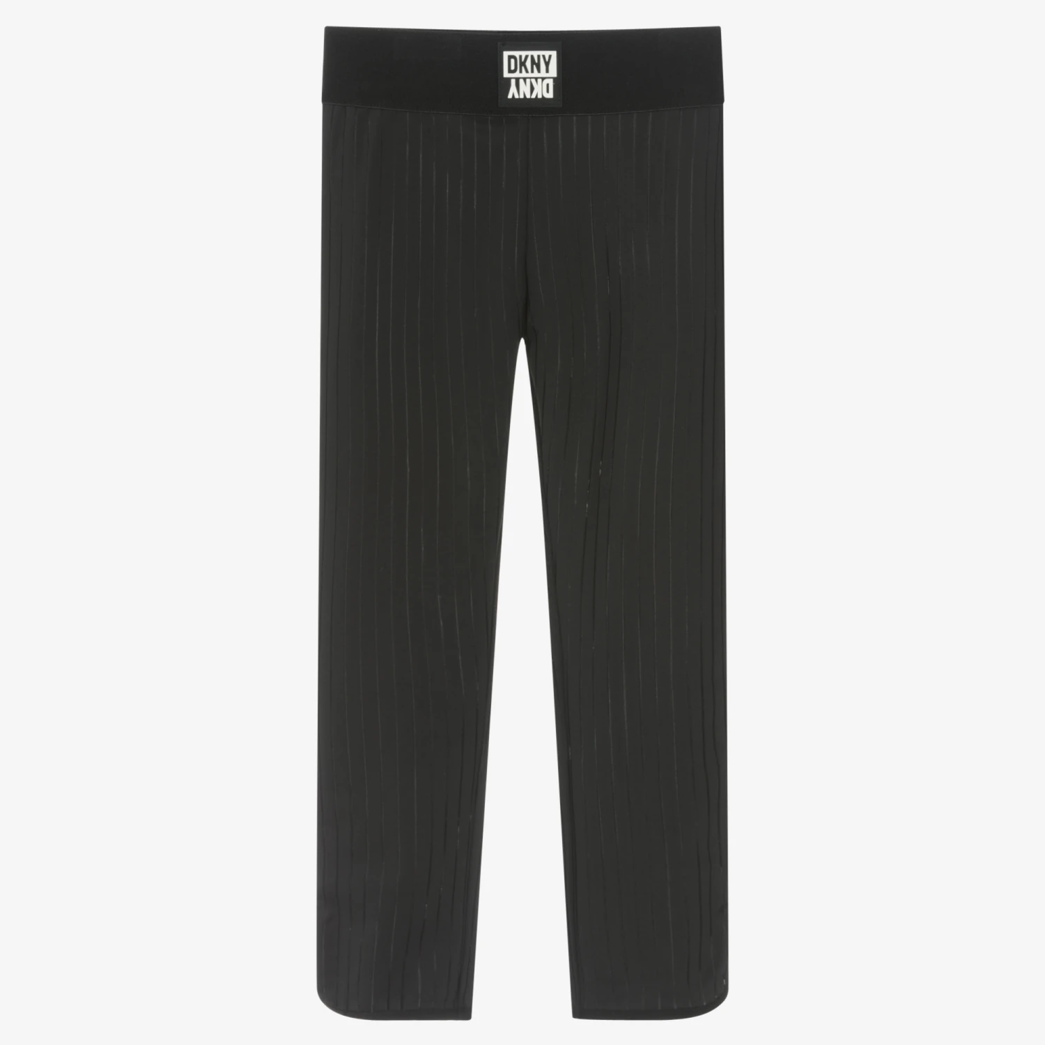 DKNY Girls Black Stripe Logo Leggings 1 DKNY Girls Black Stripe Logo Leggings