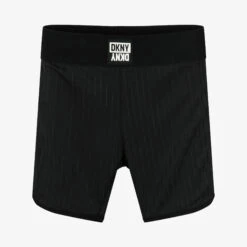 DKNY Girls Black Stripe Logo Shorts
