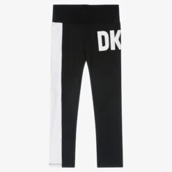 DKNY Girls Black & White Logo Leggings