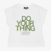 DKNY Girls White Cotton Slogan T-Shirt