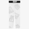 DKNY Girls White Iridescent Logo Leggings