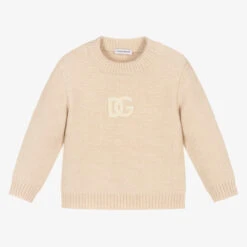 Dolce & Gabbana Beige Knitted Wool DG Sweater