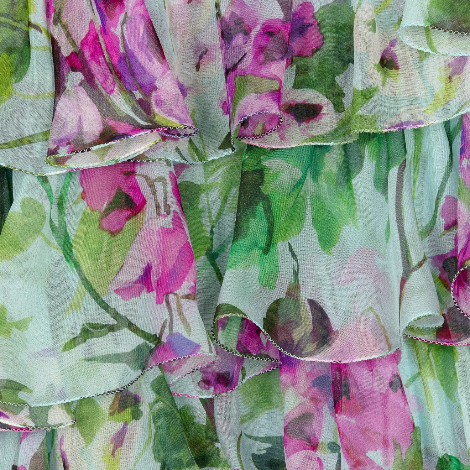 Dolce & Gabbana Blue Bellflower Silk Chiffon Dress 4 Dolce & Gabbana Blue Bellflower Silk Chiffon Dress - Image 4