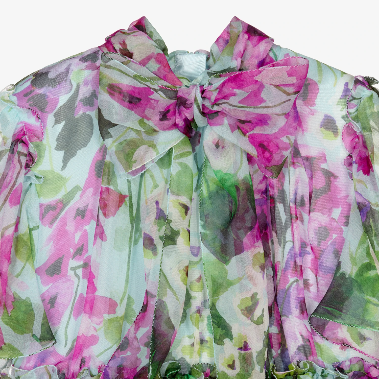 Dolce & Gabbana Blue Bellflower Silk Chiffon Dress 3 Dolce & Gabbana Blue Bellflower Silk Chiffon Dress - Image 3