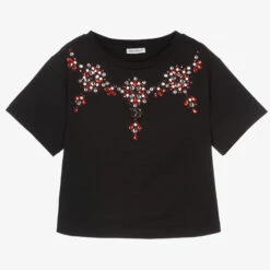 Dolce & Gabbana Girls Black Rhinestone T-Shirt