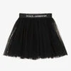 Dolce & Gabbana Girls Black Tulle Logo Skirt