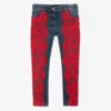 Dolce & Gabbana Girls Blue Denim Red Lace Jeans