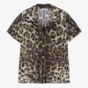 Dolce & Gabbana Girls Brown Silk Leopard Print Shirt