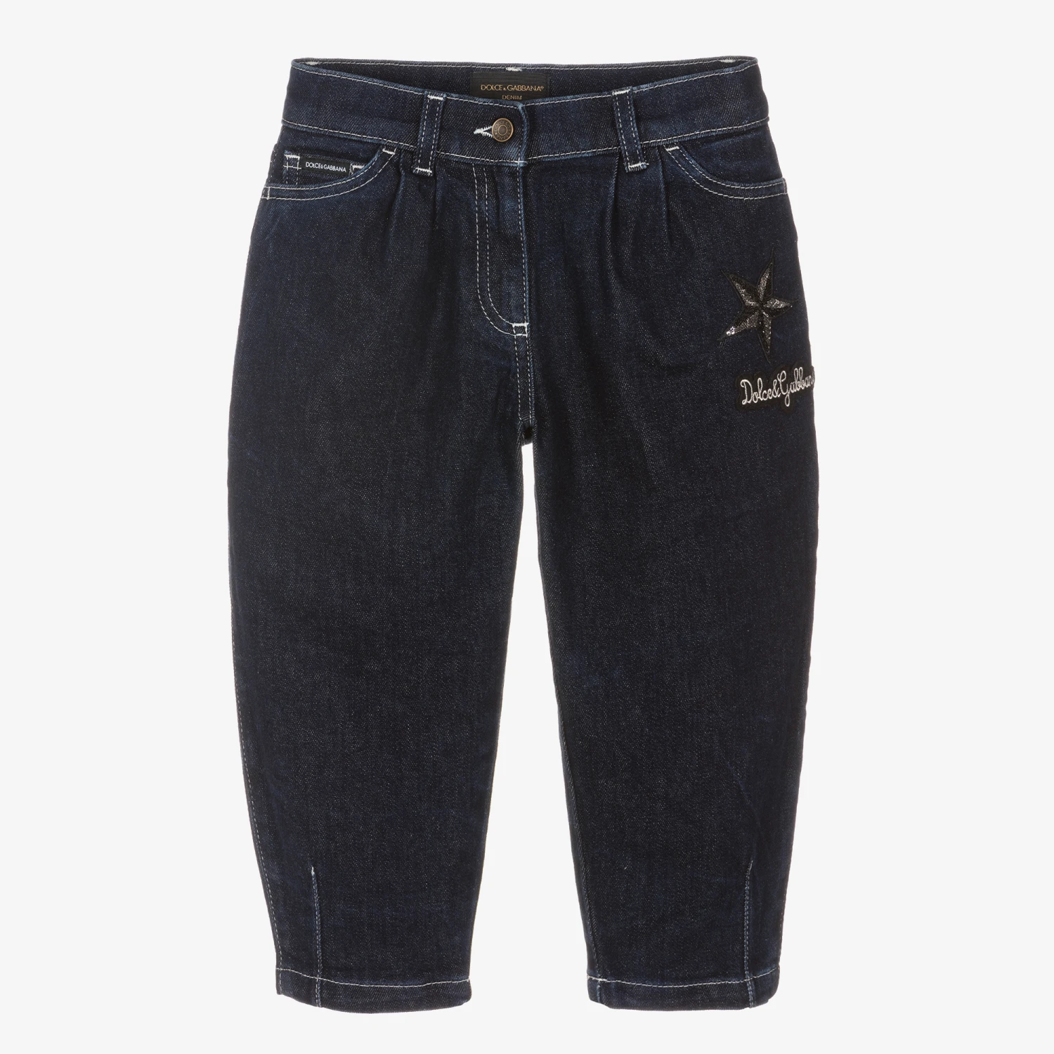Dolce & Gabbana Girls Dark Blue Mom Jeans 1 Dolce & Gabbana Girls Dark Blue Mom Jeans