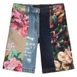 Dolce & Gabbana Girls Denim Patchwork Shorts