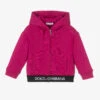Dolce & Gabbana Girls Pink Cotton Logo Zip-Up Hoodie