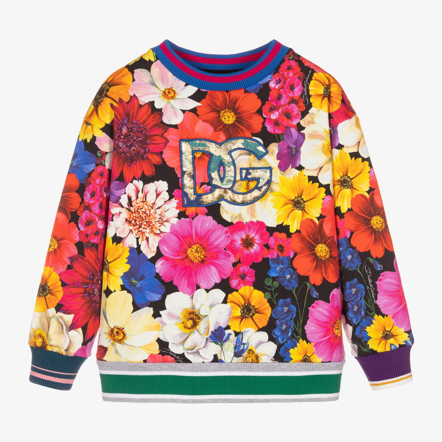 Dolce & Gabbana Girls Pink Floral Sweatshirt 1 Dolce & Gabbana Girls Pink Floral Sweatshirt