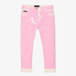 Dolce & Gabbana Girls Pink Painted Denim Jeans
