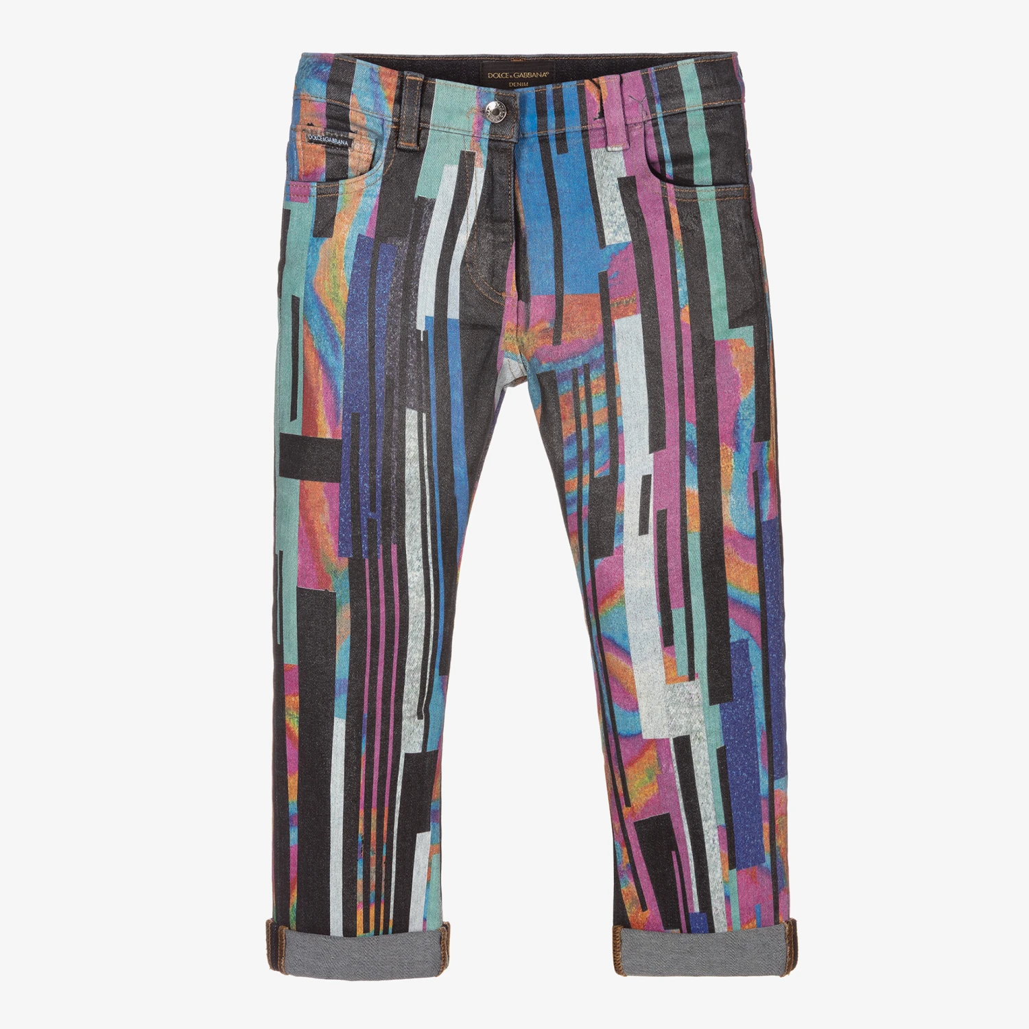 Dolce & Gabbana Girls Pink Striped Denim Jeans 1 Dolce & Gabbana Girls Pink Striped Denim Jeans