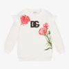 Dolce & Gabbana Girls White Cotton Carnation Sweatshirt
